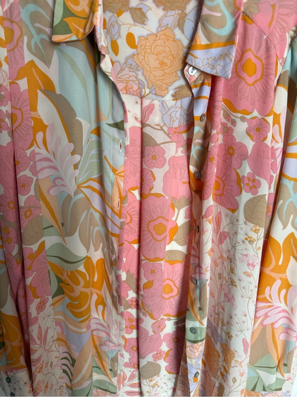 Rose + Olive Peach, Pink and Sage Floral Blouse - Picture 2 of 5